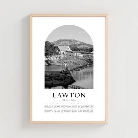 Lawton Oklahoma Black and White Bridge Arch Photography Poster