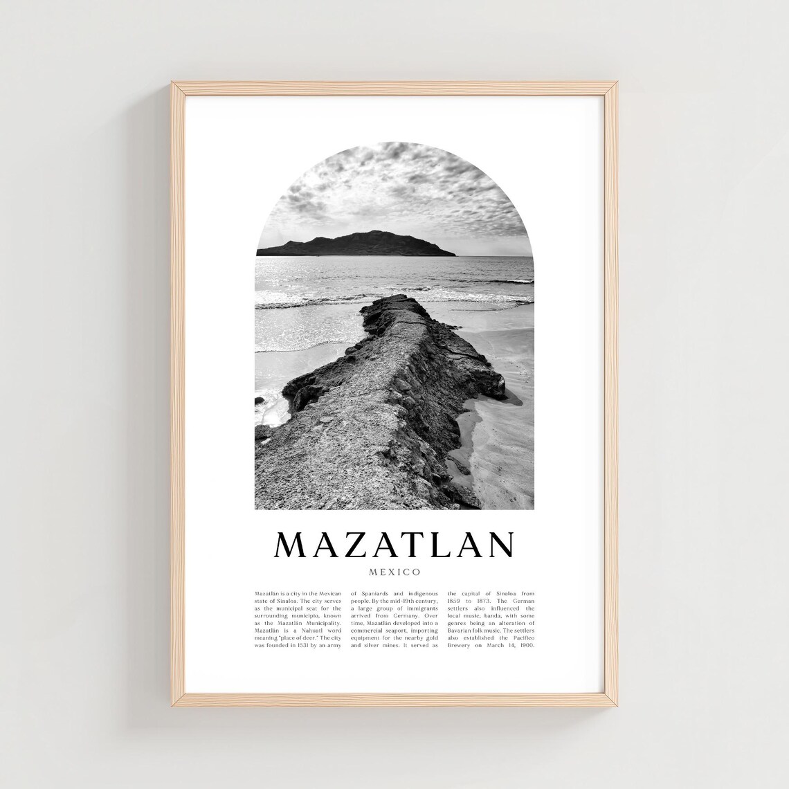 Mazatlan Travel Poster Print Wall Art Mexico City Gift Decor Na210m