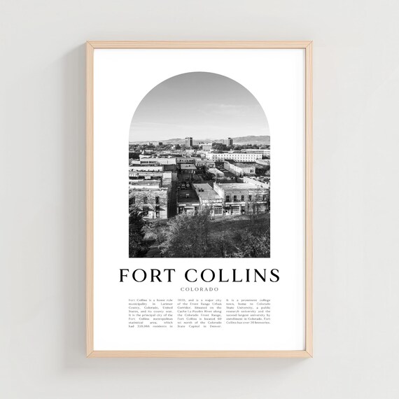 Fort Collins Colorado Downtown Aerial Photo Arch Art Travel Poster