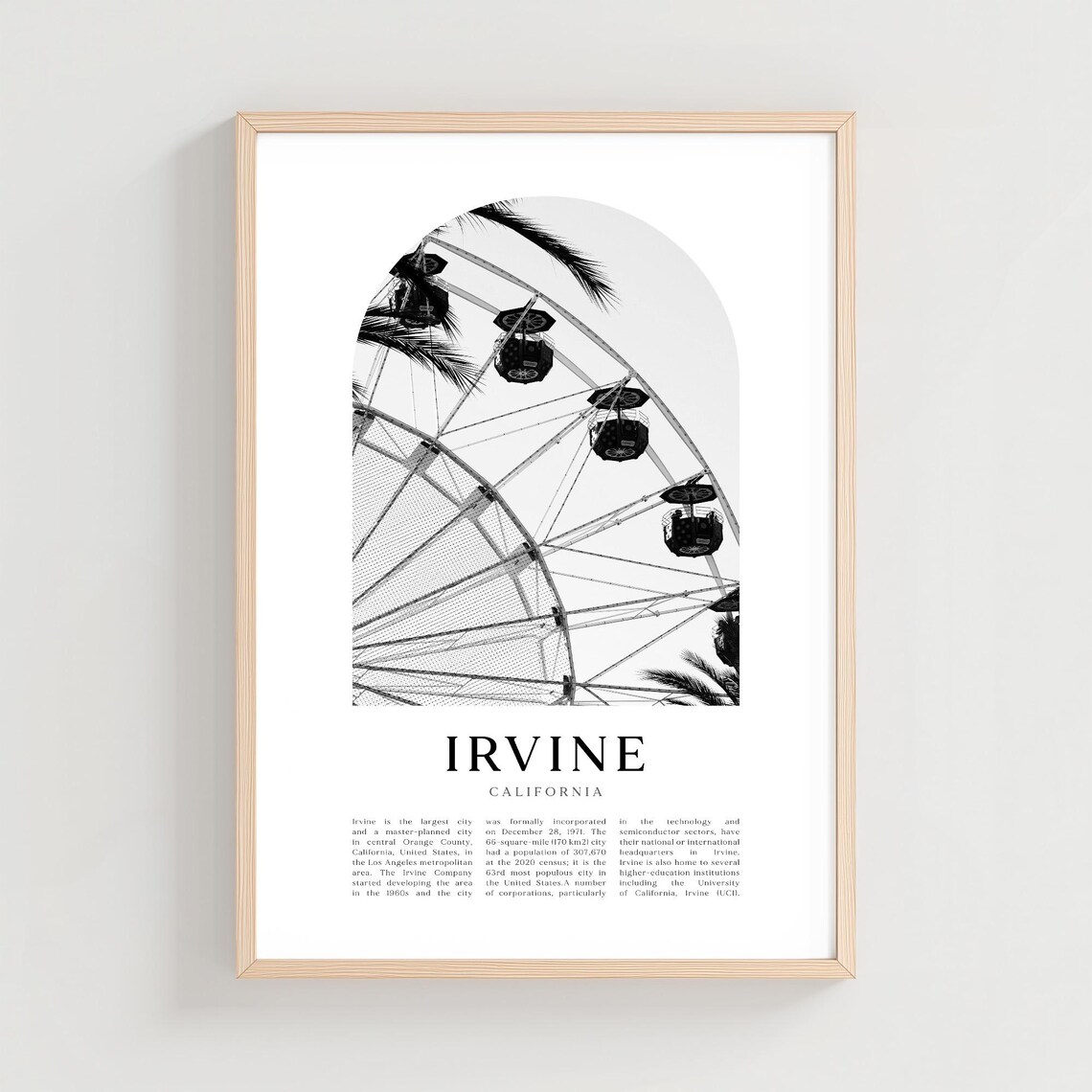 Irvine California Ferris Wheel Arch Vintage City Photo Poster
