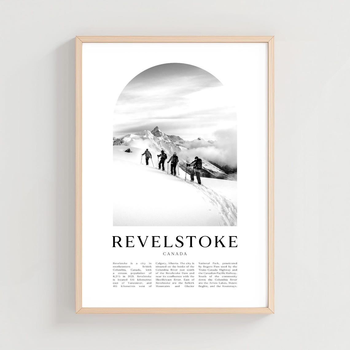 Revelstoke Canada Black and White Ski Mountaineers Photo Poster