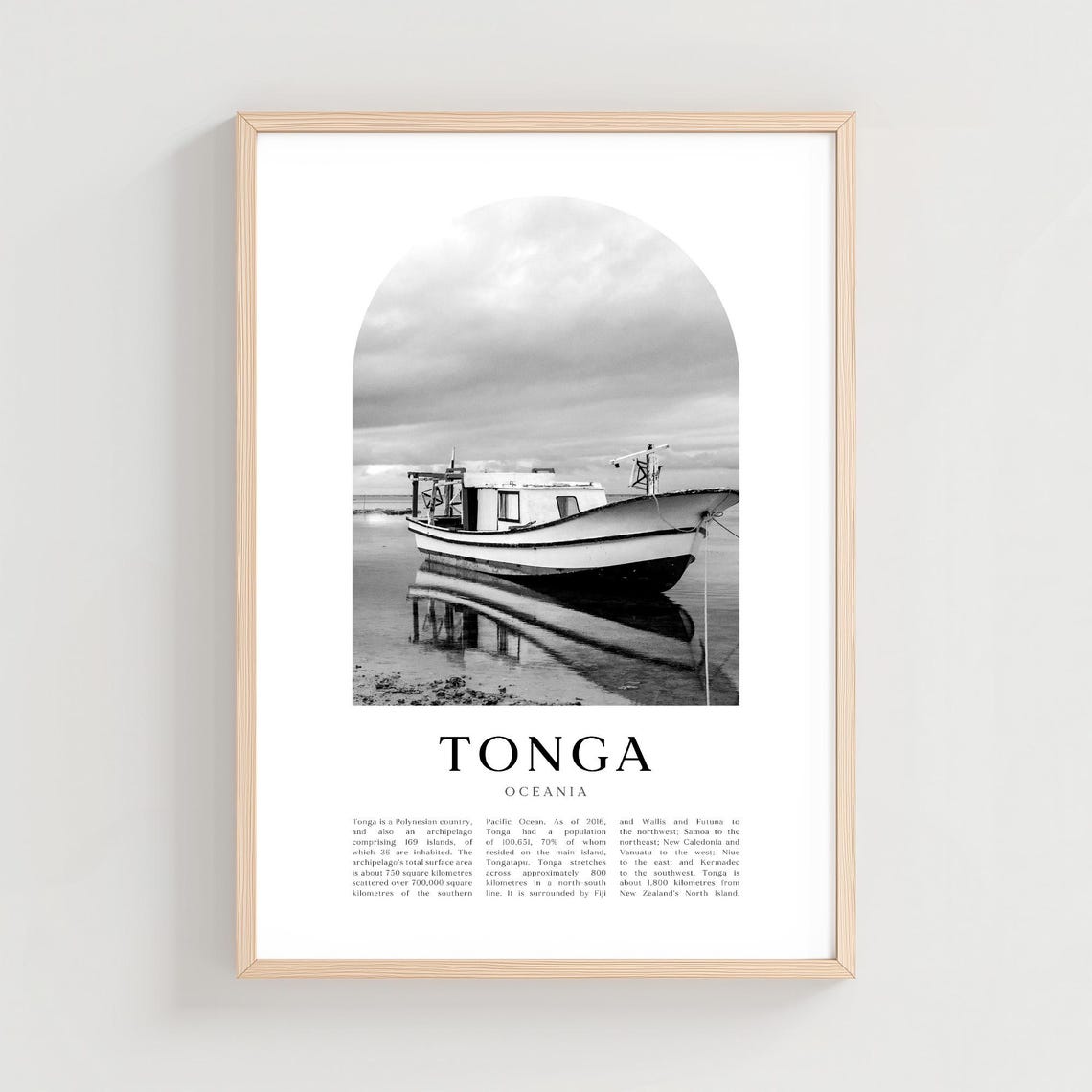 Tonga Oceania Black And White Fishing Boat Cloudy Photo Poster