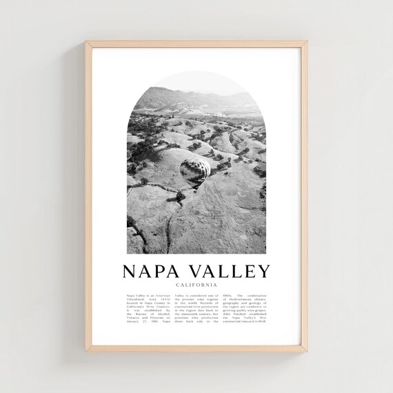 Napa Valley California Hot Air Balloon Over Vineyards Poster