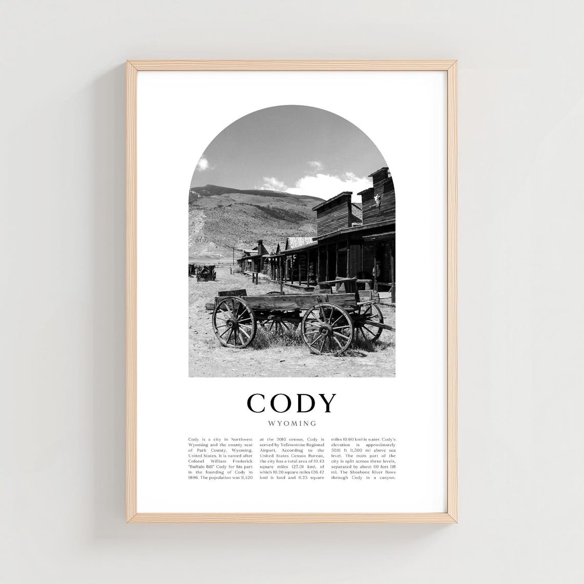Cody Wyoming Old West Frontier Town Wagon Black and White Poster