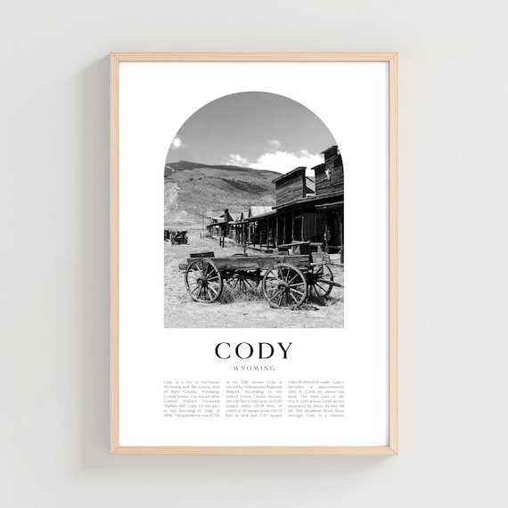 Cody Wyoming Old West Frontier Town Wagon Black and White Poster