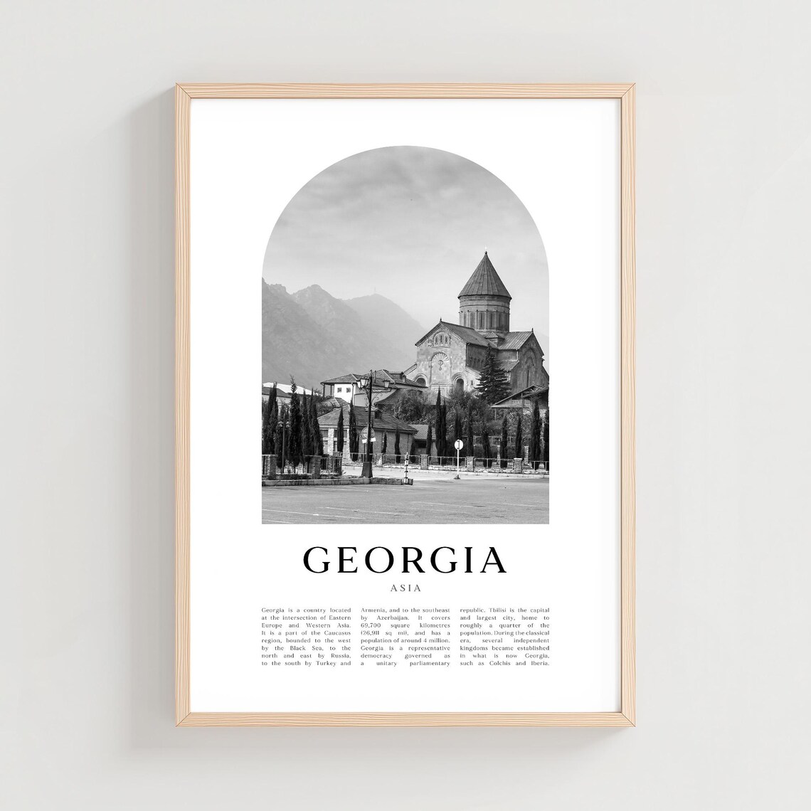 Georgia Asia Stone Cathedral Black and White Photography Wall Art