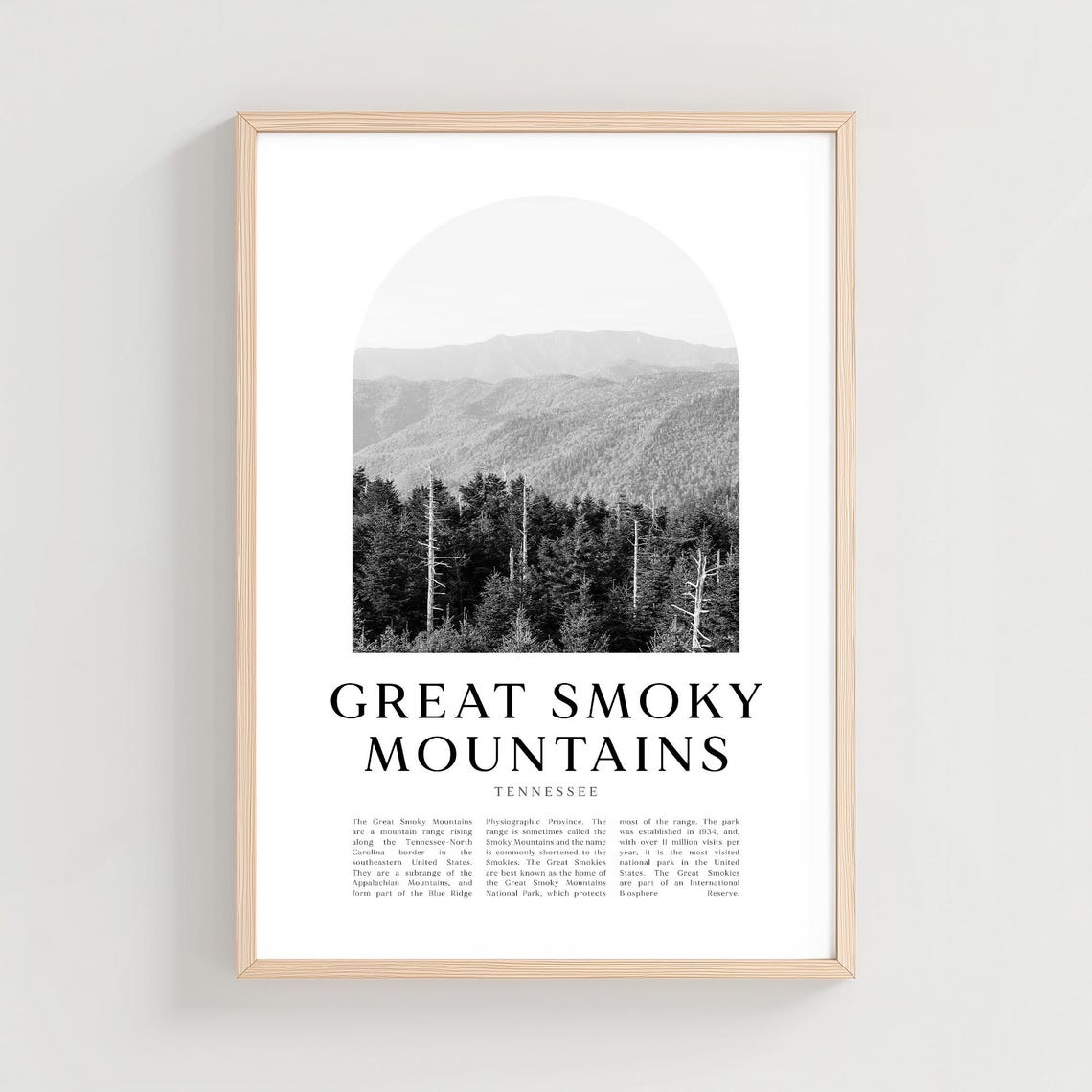 Great Smoky Mountains Misty Ridges Black And White Photo Poster