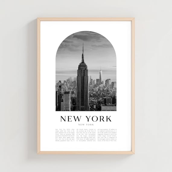 New York Empire State Building Black and White Travel Poster