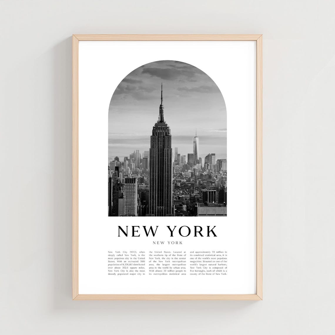 New York Empire State Building Black and White Travel Poster