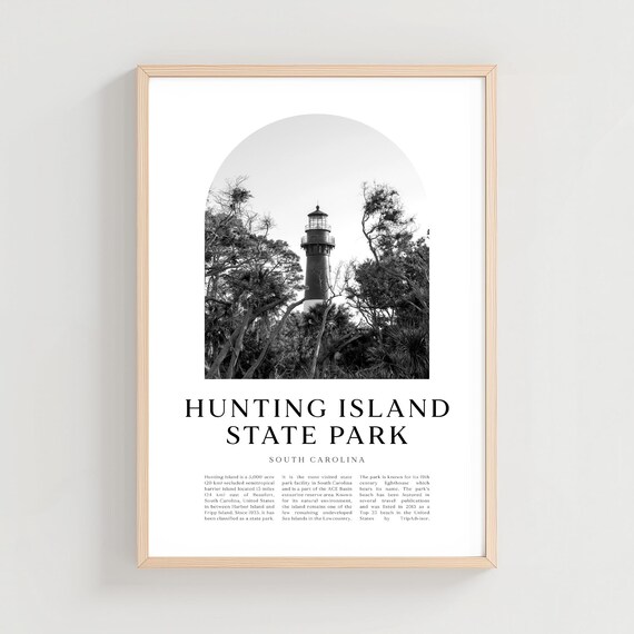 Hunting Island State Park Lighthouse Black White Photo Poster