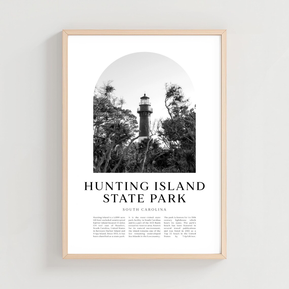 Hunting Island State Park Lighthouse Black White Photo Poster