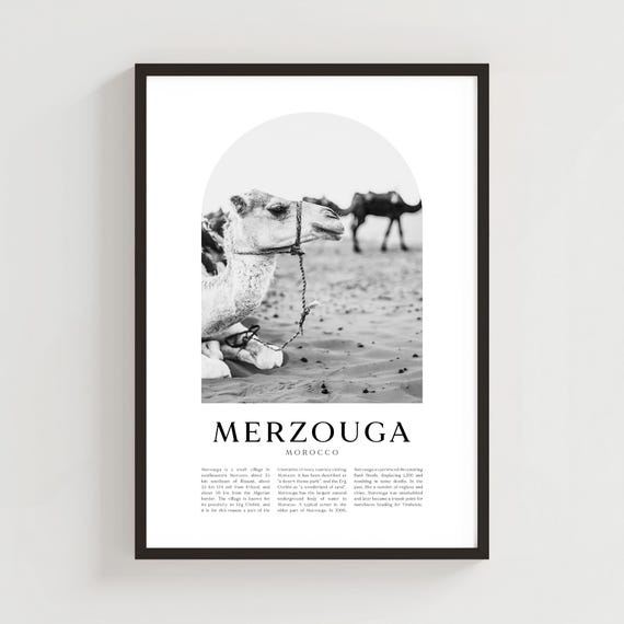 Merzouga Travel Poster Print Wall Art Morocco City Gift Decor Af150m