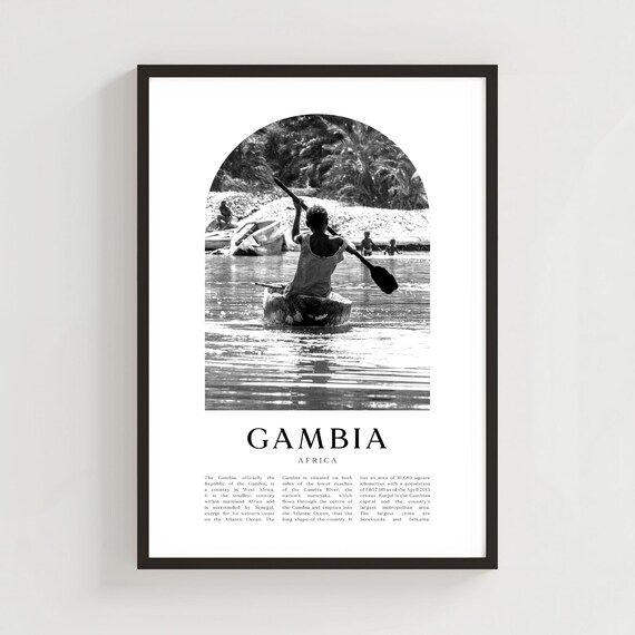 Gambia Africa Black and White Canoe River Photography Wall Art