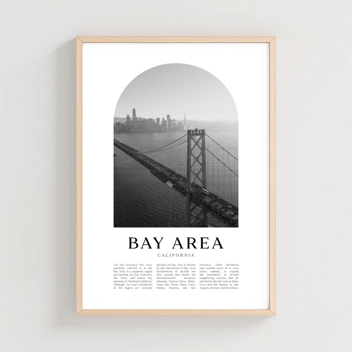 San Francisco Bay Area Bridge Skyline Black and White Poster