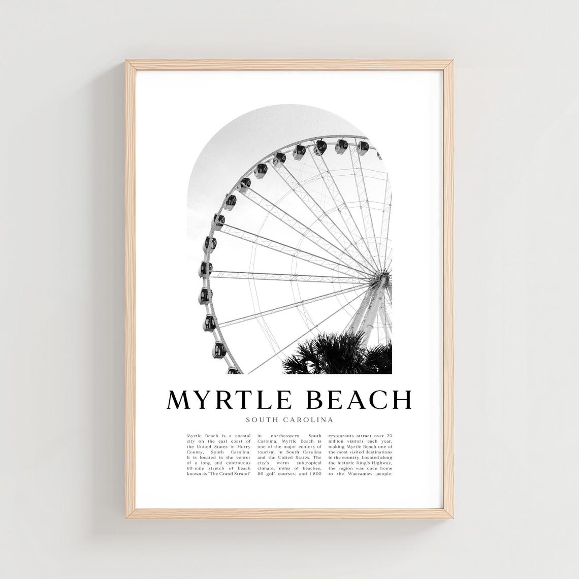 Myrtle Beach South Carolina Ferris Wheel Minimalist Photo Poster