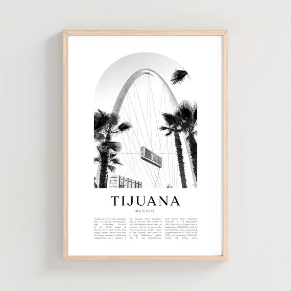 Tijuana Travel Poster Print Wall Art Mexico City Gift Decor Na216m