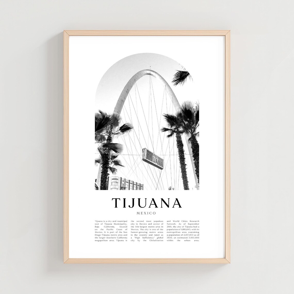 Tijuana Travel Poster Print Wall Art Mexico City Gift Decor Na216m