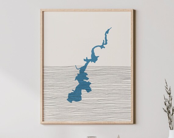 Wolf Creek Lake Art Boho Print North Carolina Decor Lakehouse Wall
