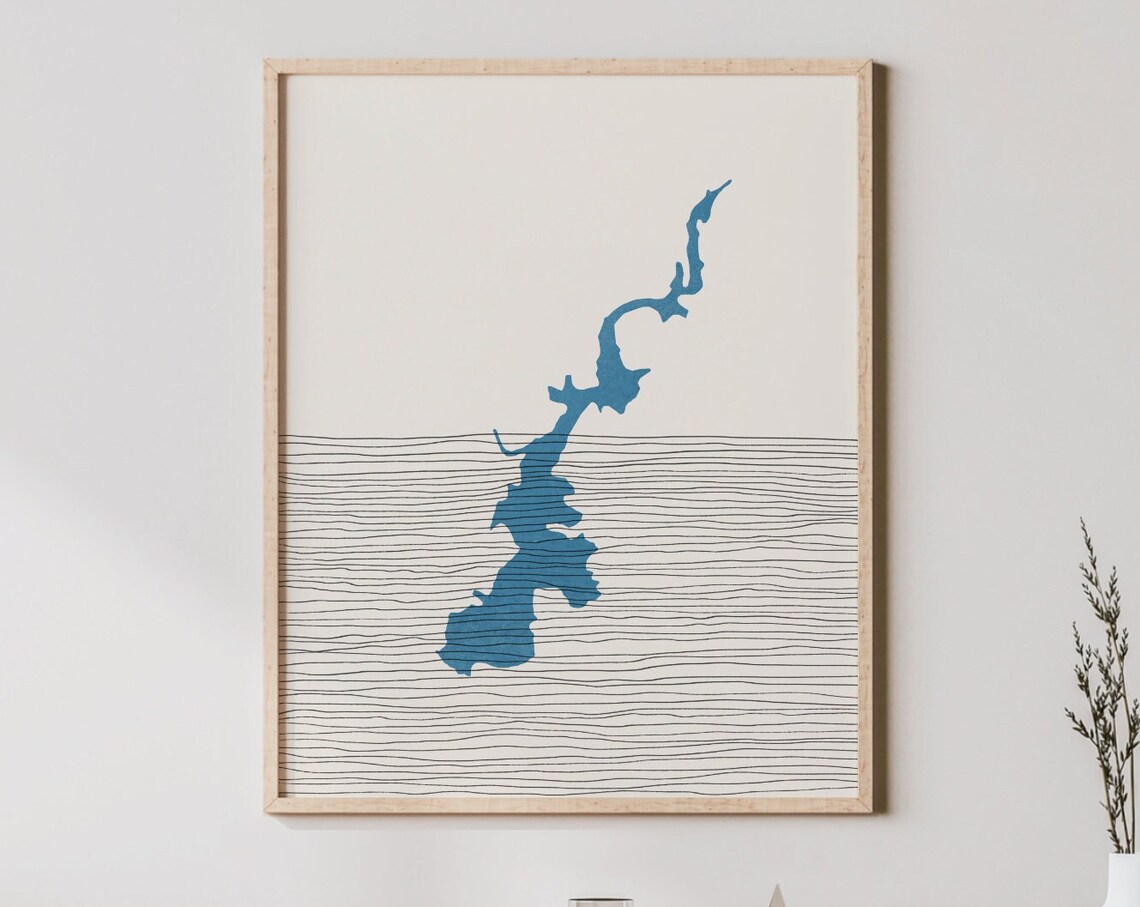 Wolf Creek Lake Art Boho Print North Carolina Decor Lakehouse Wall