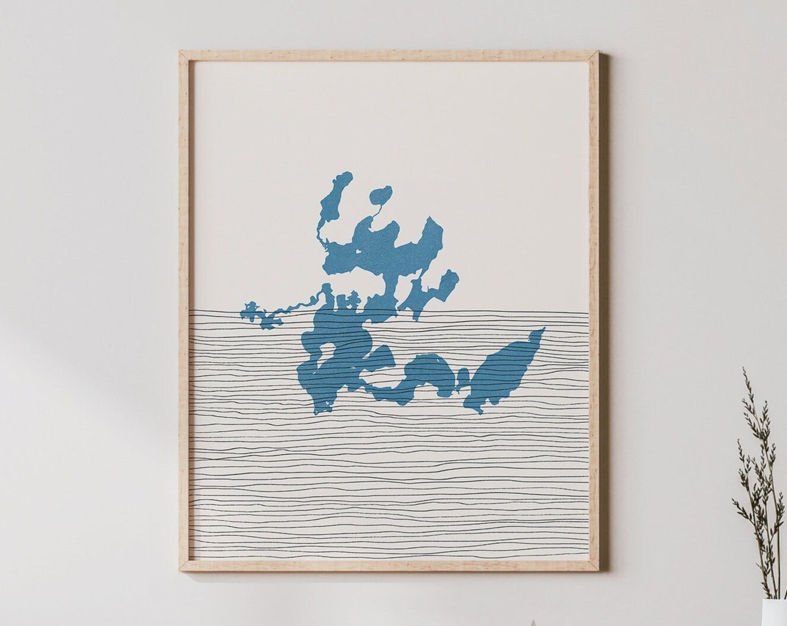 Lake Namakagon Art Boho Print Wisconsin Lakehouse Decor Wall Map