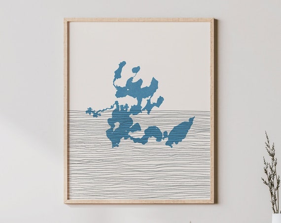 Lake Namakagon Art Boho Print Wisconsin Lakehouse Decor Wall Map