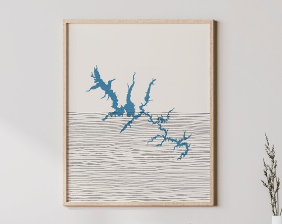 Lakehouse Falls Lake North Carolina Boho Map Minimalist Poster