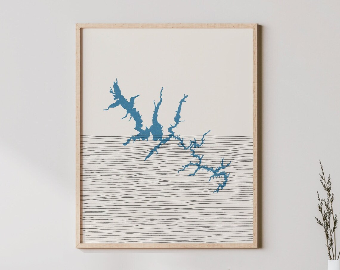 Lakehouse Falls Lake North Carolina Boho Map Minimalist Poster