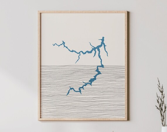 Lakehouse Malone Lake Kentucky Boho Map Minimalist Blue Poster
