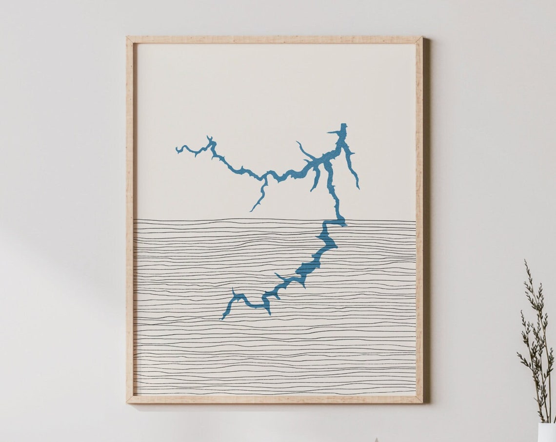 Lakehouse Malone Lake Kentucky Boho Map Minimalist Blue Poster