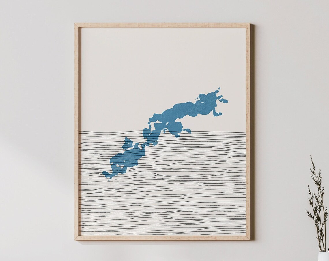 Prior Lakes Boho Map Art Print, Minnesota Lakehouse