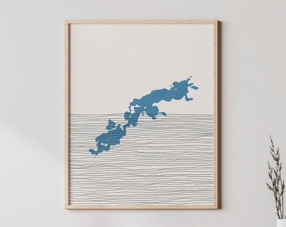 Prior Lakes Boho Map Art Print, Minnesota Lakehouse