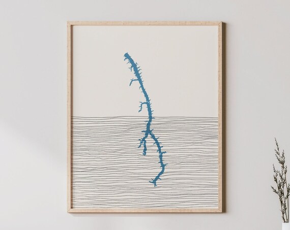 Kentucky Lake Minimalist Silhouette Lake Map Line Art Poster