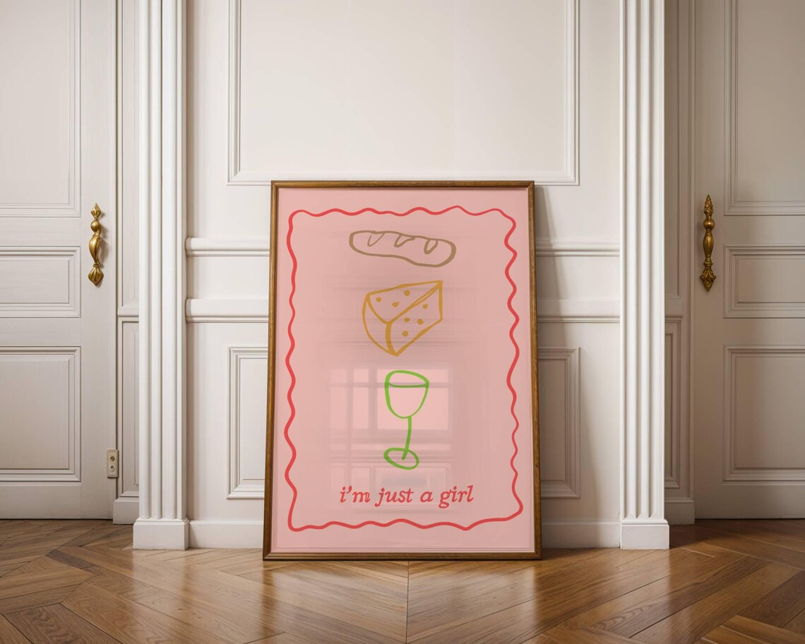 Im Just A Girl Pink Coquette Girly Kitchen Doodle Quote Art Poster