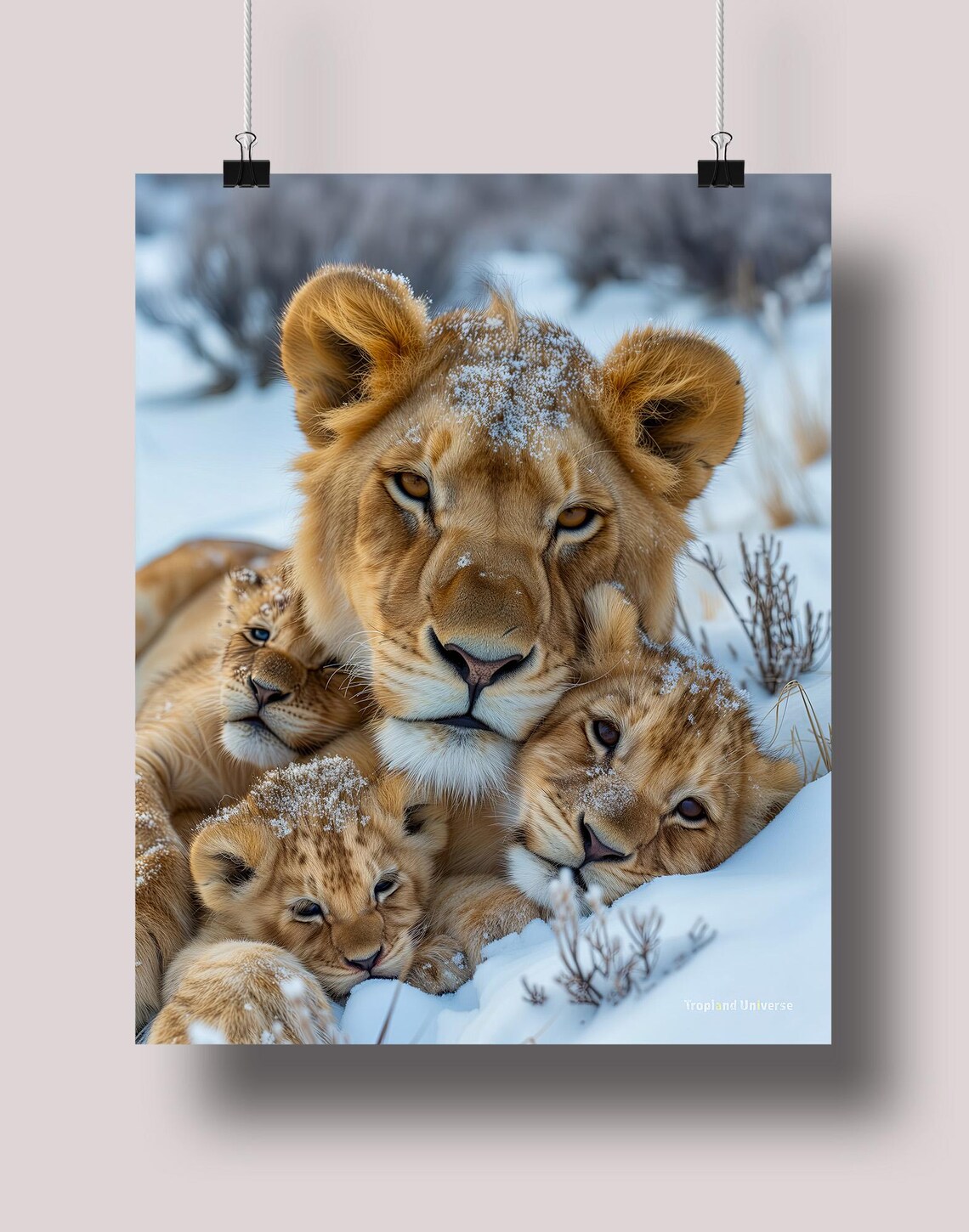 Lioness And Her Three Cubs Art Print, Wildlife - Image 2