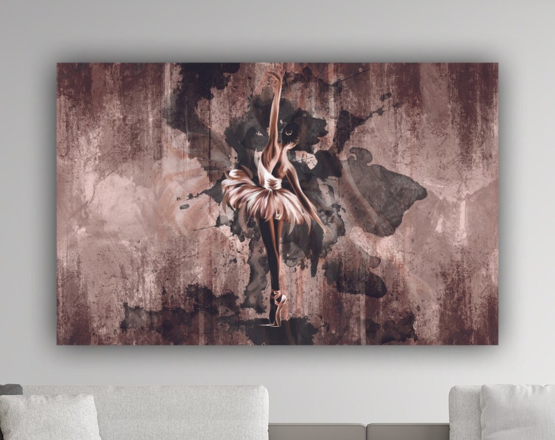 Ballerina Dancer White Tutu Rose Gold Elegant Ballet Wall Art Poster