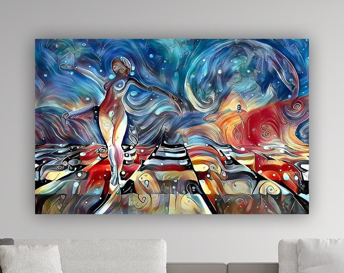 Abstract Woman Painting Surral Print With Oil Painting Look Human And Abstract Wall Decor Colorful Woman Wall Print Woman