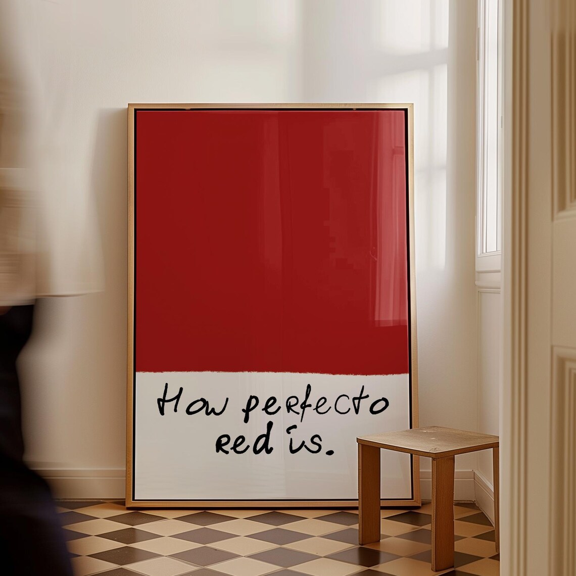 Abstract Red Print Modern Hand Drawn Typography Poster Trendy Wall Art