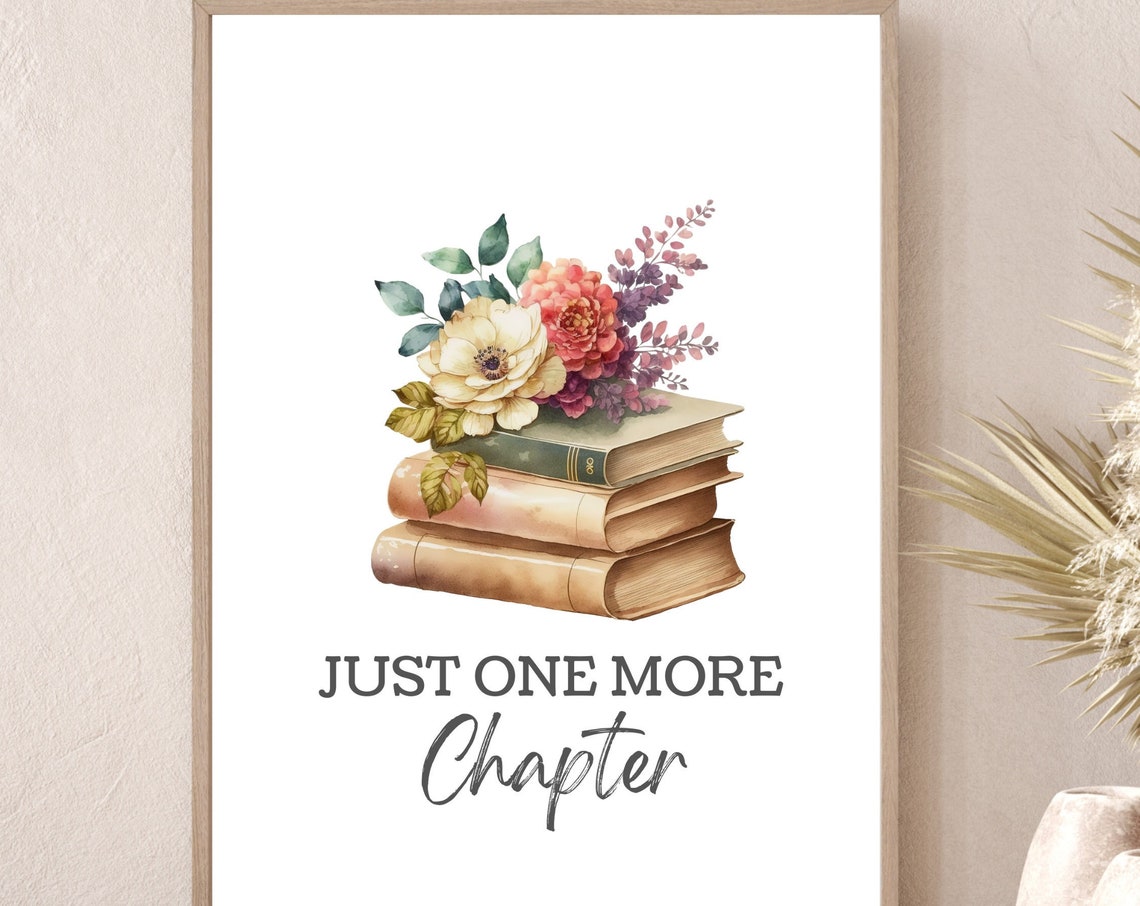 Just One More Chapter Stack of Books with Floral Reading Print - Image 4
