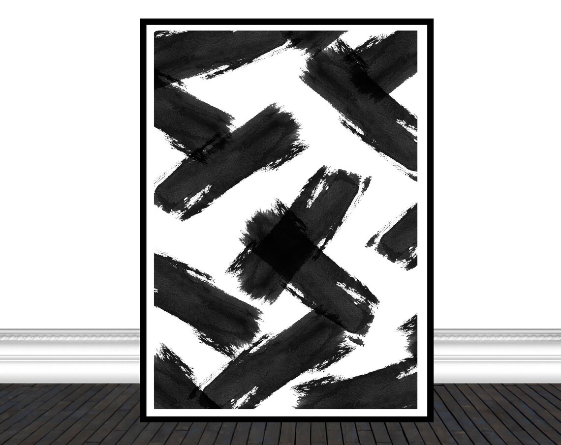 Black Abstract Striped Artwork, Modern Poster