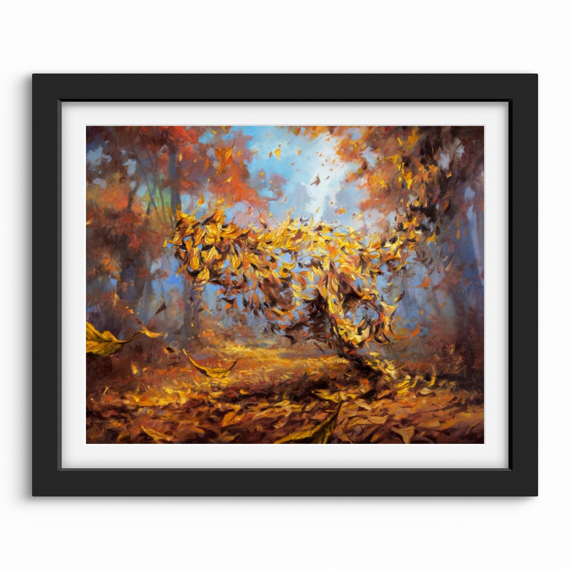 The Rebirth Cheetah Autumn Forest Art Print