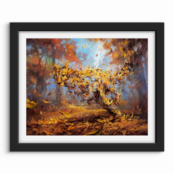 The Rebirth Cheetah Autumn Forest Art Print