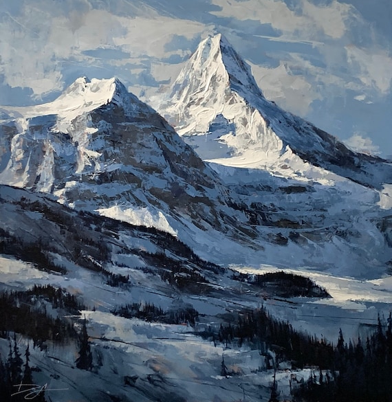 Assiniboine Print Mountain Landscape Artwork Canadian Rockies Mountains Art Alberta Landscape British Columbia Art