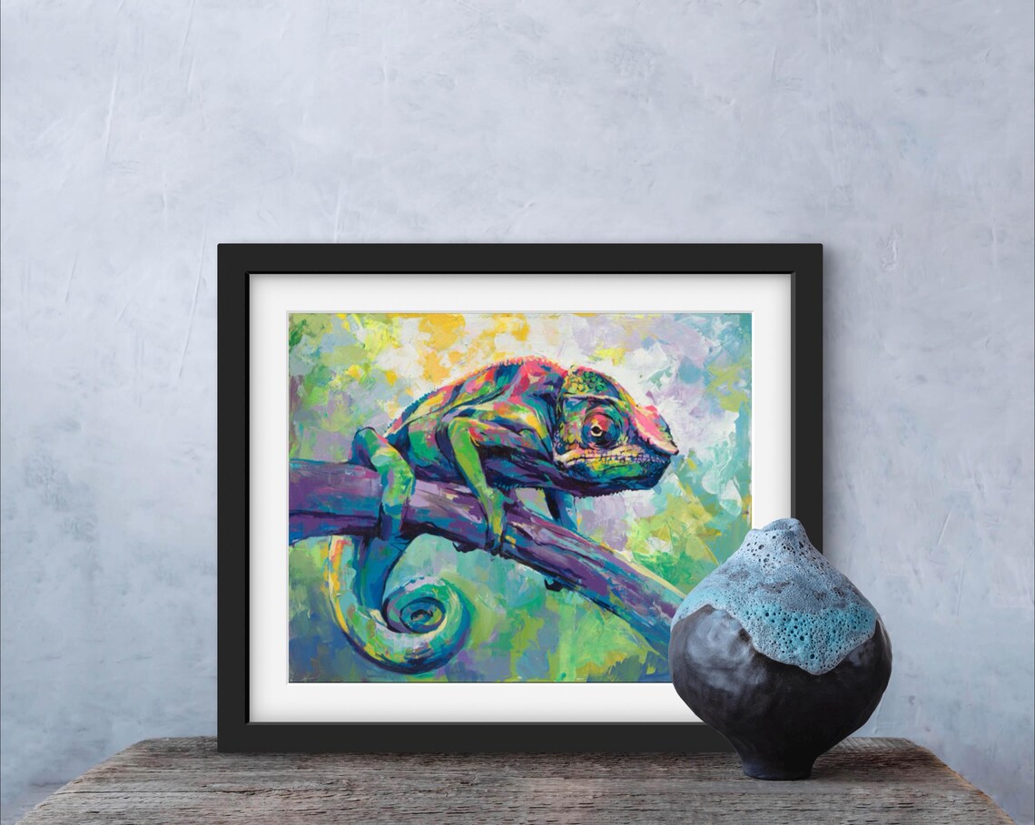 Chameleon Art Print, Modern Animal Wall Decor