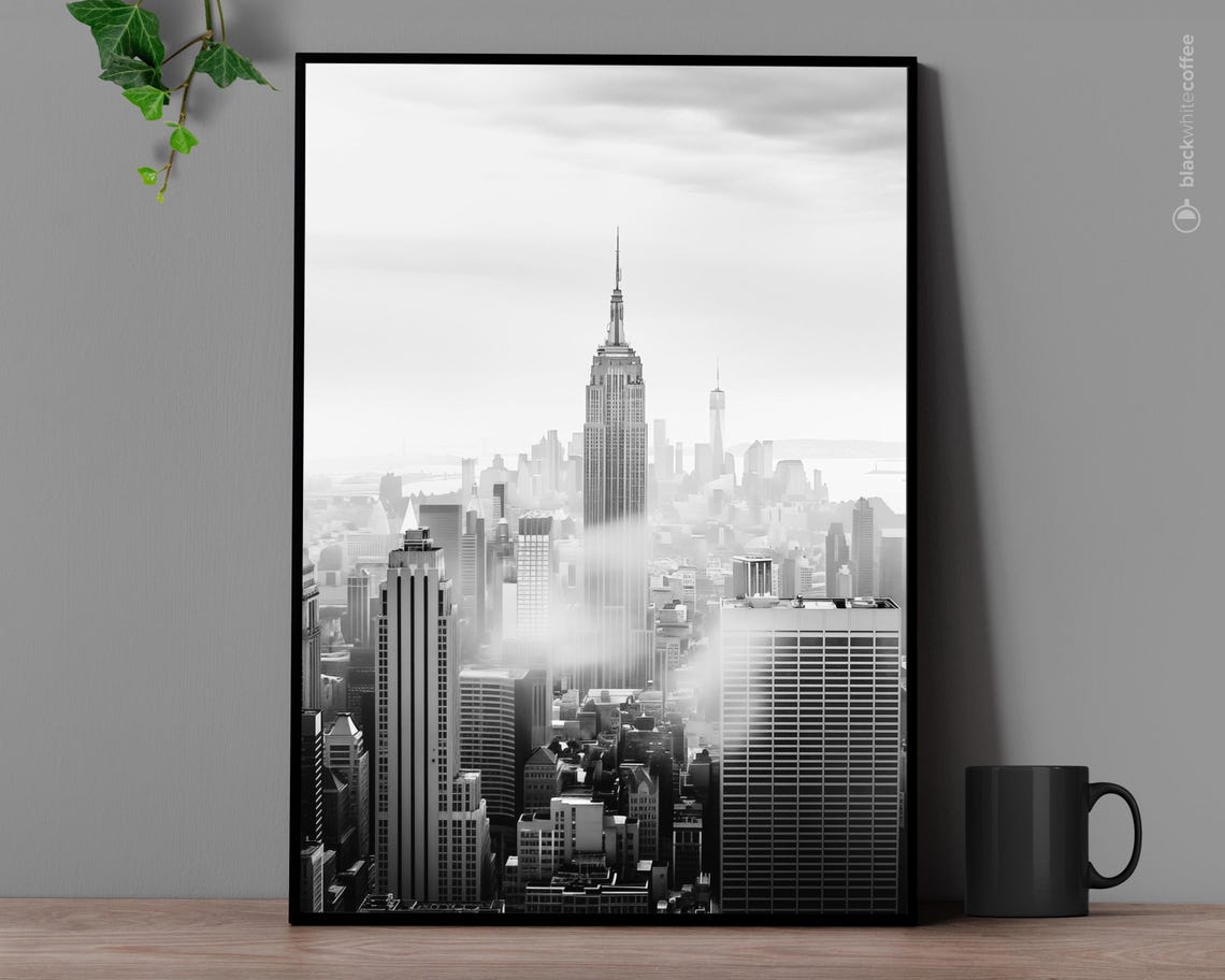 Empire State Building Black and White New York Skyline Poster