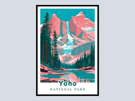 Yoho National Park Framed Poster Canada Travel Wall Art Mountain Waterfall Landscape Home Office Decor Gift Canadian Rockies