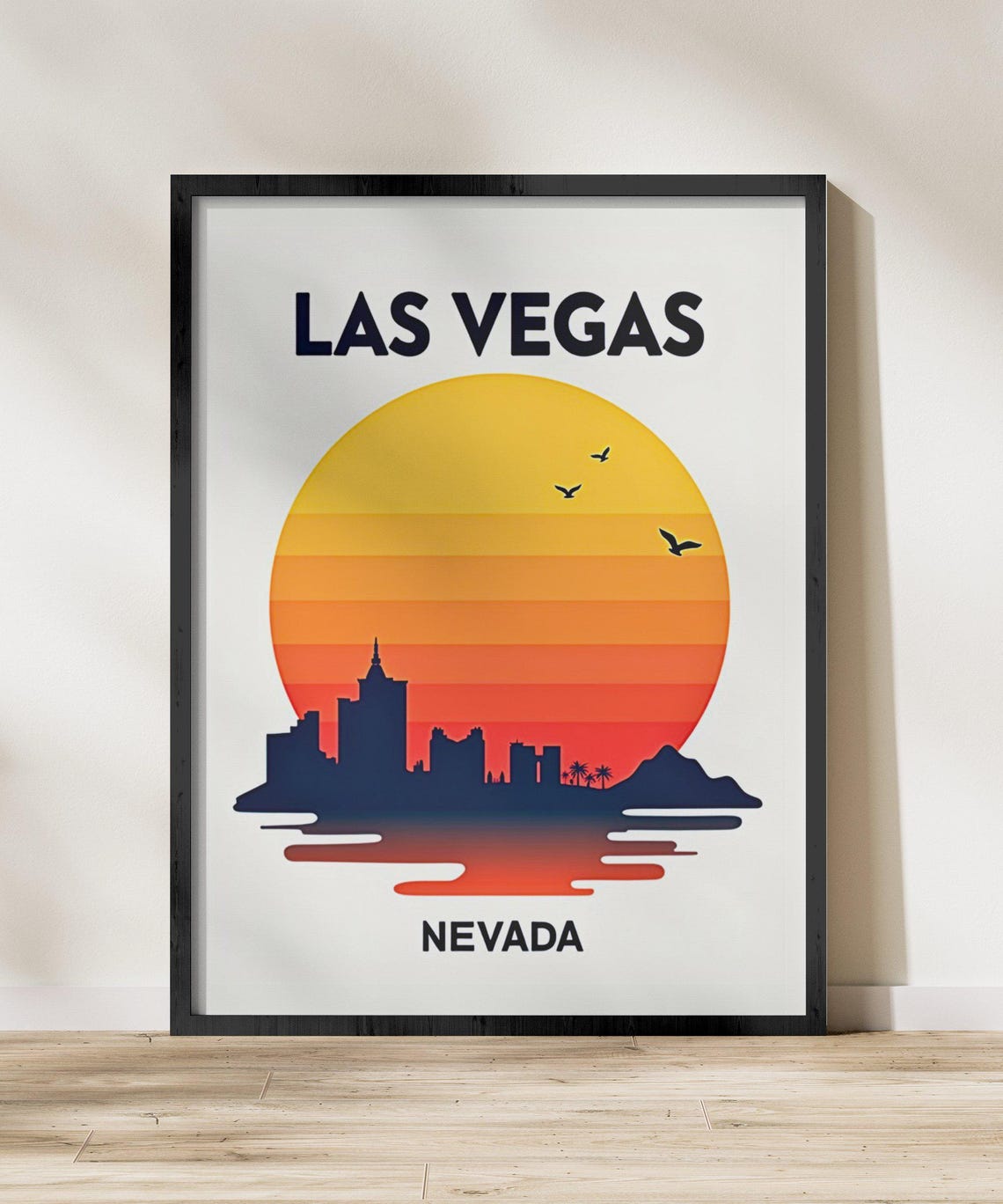 Las Vegas Nevada Sunset Skyline Circle Over Water City Poster - Image 2