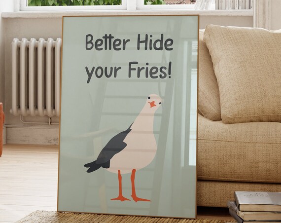 Funny Seagull Poster Boho Minimalist Prints Modern Art Bohominimalistdecor Funny Art Physical Poster Print Shipped To You