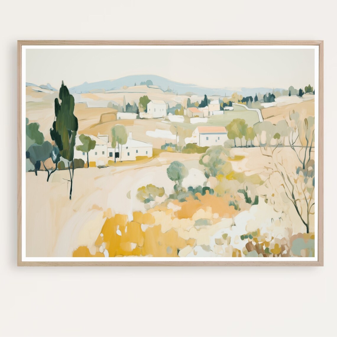 Tuscany Village Rolling Hills Cypress Neutral Watercolor Poster