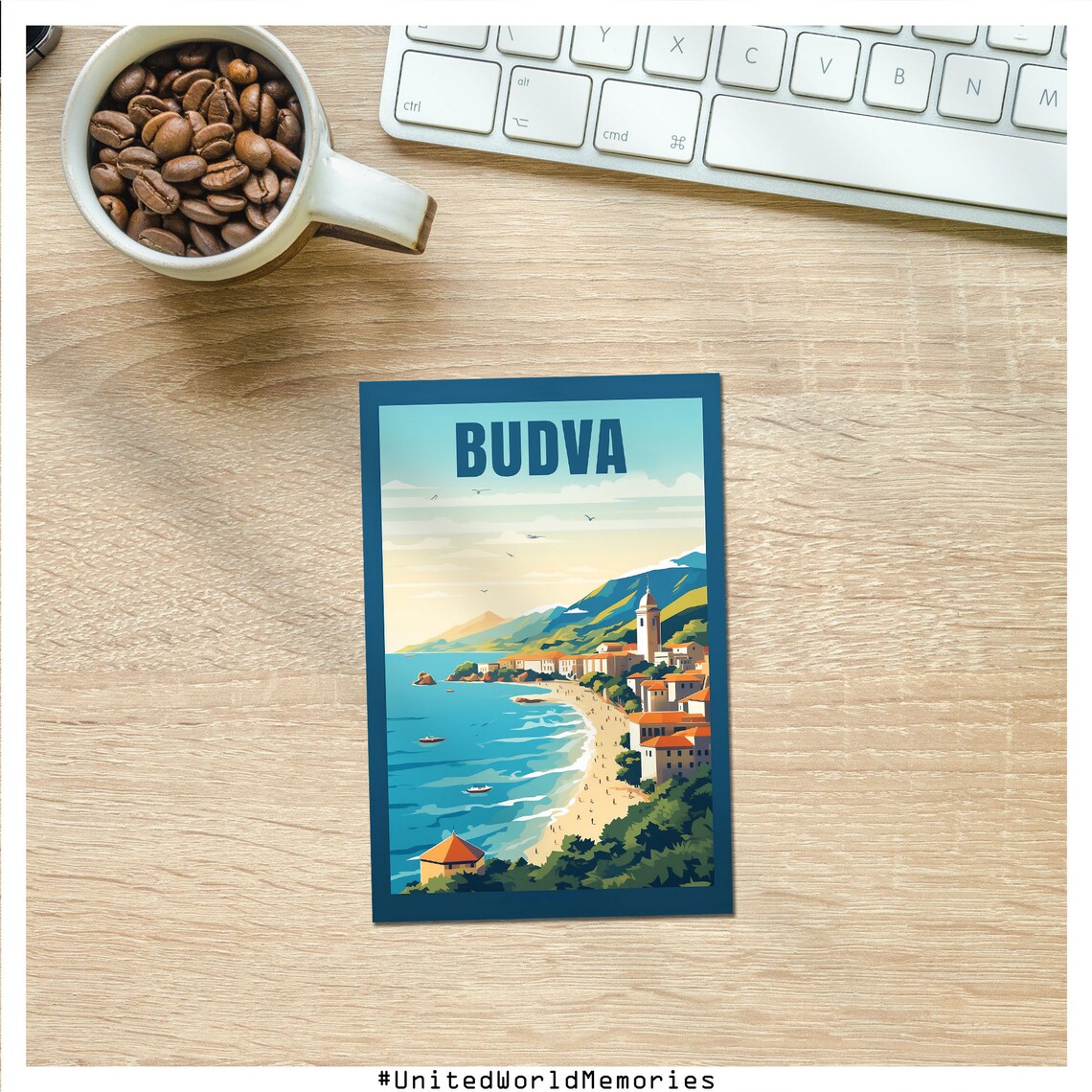 Budva Montenegro Old Town Beach Adriatic Vintage Travel Poster - Image 4