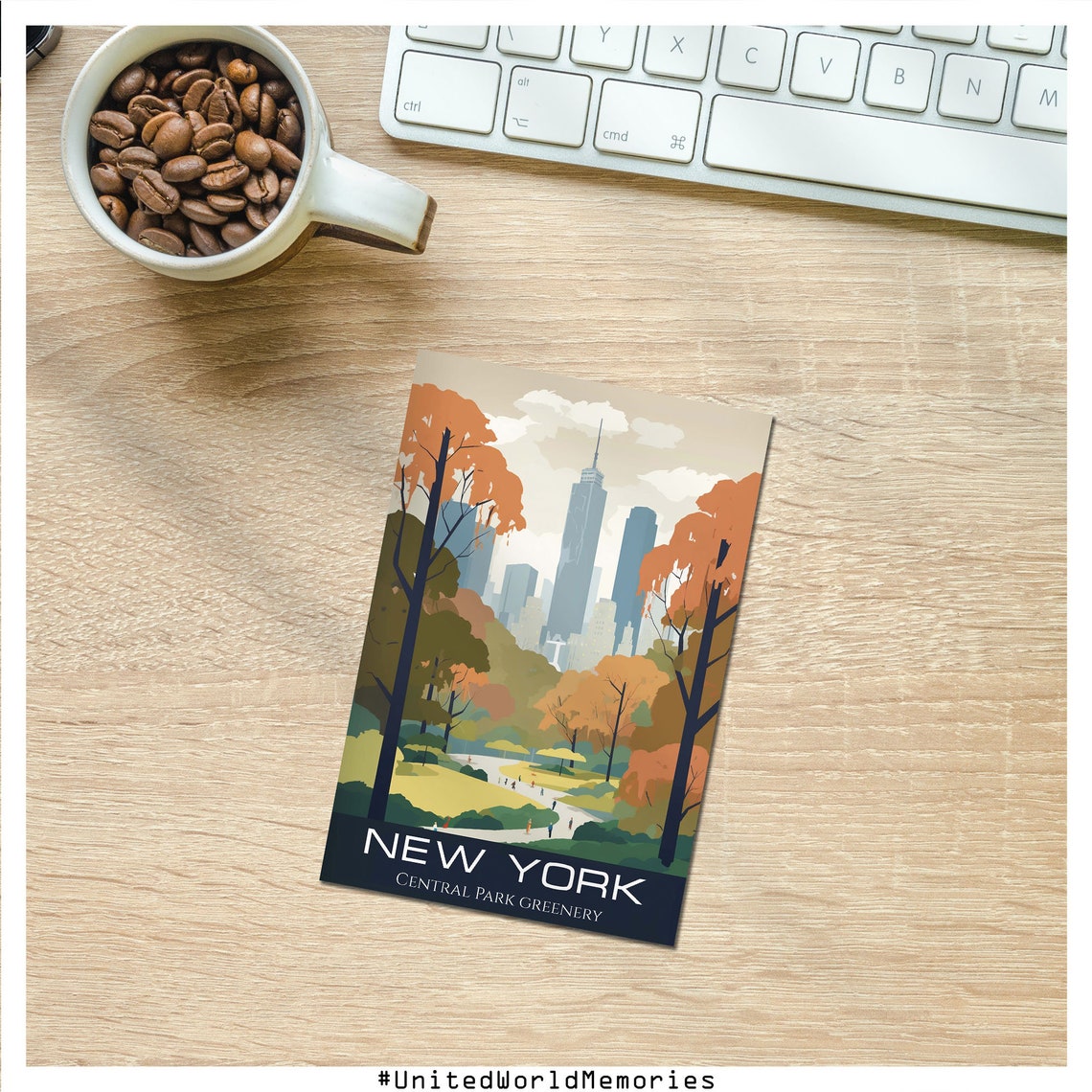 New York Central Park Fall Autumn Foliage Skyline Stroll Poster - Image 3